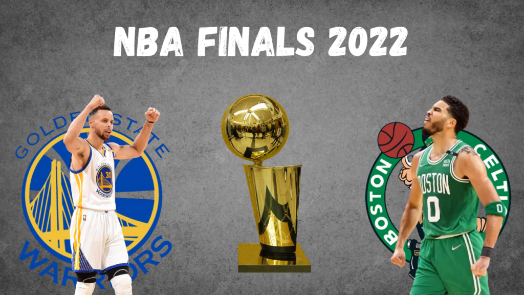 NBA Finals 2022, Stephen Curry vor Golden State Warriors-Logo, Jayson Tatum vor Boston Celtics-Logo